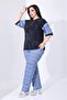 Plus Size Stone Printed Batik Pattern Cotton Fabric Tunic and Denim Printed Stretchy Trousers Premium Set