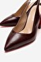 Women's Mirrored Open-Back Heeled Shoes Bordo Kirişik - 3