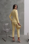 Bella Jeweled Buttoned High Collar Jacket and Skinny Leg Trousers Set Yellow - 4