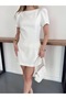 Pleated Shoulder Balloon Sleeve Mini Dress - 3