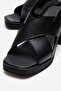 Women's Cross-Strapped Heeled Sandals Black - 3