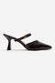Women's Closed-Front Buckle Heeled Slippers; Brown Crinkled - 2
