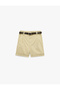 Cotton Comfortable Fit Mini Shorts with Pockets and Belt Detail - 3