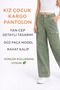 38504-26 Girls' Linen Trousers with Cargo Pocket Detail, Elastic Waist, Comfortable Fit, Casual Trousers - 2