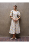 Coffee Azalea Flower Flared Square Neck Dress - 2