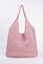 Women's Pink Mesh Knitted Model Beach, Shopper Tote Bag, Shoulder Bag
