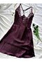 Plus Size Lace Detailed Satin Adjustable Strap Dress Nightgown - 3