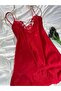 Plus Size Lace Detailed Satin Adjustable Strap Dress Nightgown