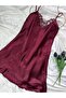 Plus Size Lace Detailed Satin Adjustable Strap Dress Nightgown - 3