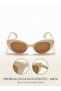 Cream Girls' Sunglasses Uv400 Cat Eye Model Matte Stylish Lightweight Durable Children's Glasses Gift - 2