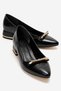 Women's Stoned Bowknot Galvanized Pointed Heeled Shoes Black Wrinkled