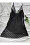 Plus Size Lace Detailed Satin Adjustable Strap Dress Nightgown - 7