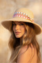 Women's Beige Ethnic Embroidered Summer Straw Beach Hat |   Wide Brim Sun Protection Fedora - 3