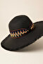 Women's Black Ethnic Embroidered Summer Straw Beach Hat |   Wide Brim Sun Protection Fedora