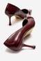 Women's Pearl Stone Pointed Toe Stiletto Shoes Bordo Kirişik - 4