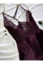 Plus Size Lace Detailed Satin Adjustable Strap Dress Nightgown - 4