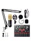 Professional Condenser Microphone With V8S Live Sound Card And Studio Recording Broadcasting Set Bla