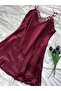 Plus Size Lace Detailed Satin Adjustable Strap Dress Nightgown - 6