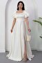 Square Neck Flounce Sleeve Long Satin Dress Drp570