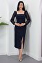 Square Neckline Sleeves Sequined Atals Dress Drp2080