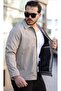 Men's Jacket Micro Canvas Fabric Stand-Up Collar Zippered Seasonal Coat - 4