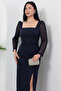 Square Neckline Sleeves Sequined Atals Dress Drp2080 - 2