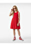 Cotton Sleeveless Crew Neck Pleated Balloon Dress - 2