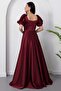 Square Neck Flounce Sleeve Long Satin Dress Drp570 - 7