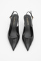 Women's Stiletto Pointed Toe Open Back Gold Metal Heel Classic Heeled Shoes Rente Black - 6