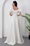 Square Neck Flounce Sleeve Long Satin Dress Drp570 - 7