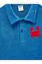 Crab Embroidered Short Sleeve Cotton Oversize Polo Collar T-Shirt - 5