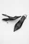 Women's Stiletto Pointed Toe Open Back Gold Metal Heel Classic Heeled Shoes Rente Black - 7