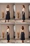 Banny Jeans Front Side Buttoned Midi Length Lycra Navy Blue Jean Skirt with Scarf Belt - 6