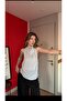 Women's Polka Dot Degaje Collar Halter Neck Backless Silky Textured Stylish Blouse - 5