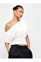 Women's White One-Shoulder Casual Natural Viscose Blouse – Modern Stylish Basic Summer Top - 2
