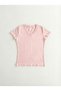 V-Neck Short Sleeve Ribbed T-Shirt - R104 - 7