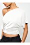 Women's White One-Shoulder Casual Natural Viscose Blouse – Modern Stylish Basic Summer Top - 3