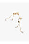 Pearl detailed dangle leaf earrings - 2