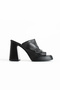 Cobalt Women's Genuine Leather Black High Heeled Platform Slippers - 3