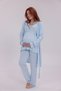 Blue Piping Design Cotton Short Sleeve Maternity Pajama Set 3-Piece Pajama Set - 2