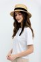 Women's Tie-Down Straw Boater Hat |   Black Ribbon Detailed Vintage Gondolier Summer Style - 2