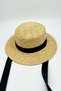 Women's Tie-Down Straw Boater Hat |   Black Ribbon Detailed Vintage Gondolier Summer Style