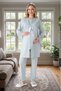 New Season Jacquard Lace Detailed Summer 100% Cotton Special Design Maternity Dressing Gown Pajama Set - 5