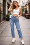 Ripped Detailed High Waist Straight Leg Jean Pants