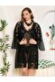 Lace Embroidered Transparent Plus Size Dressing Gown Nightgown Set