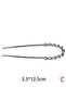 Twist Model French Pin Women's Silver Metal Bun Clip 12.5cm - Modern Stick Clip Hair Bun Stick - 2