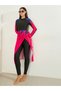 Pack of 3 - Abstract Print Full Sleeve Swimsuit, Leggings and Printed Midi Wrap Skirt Burkini Set