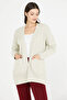 Long Knitwear Cardigan with Pockets - Bone Color - 2