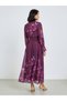 Purple Floral Maxi Dress with Tie-Belt - 5