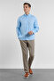 Blue Linen Buttoned Collar Long Sleeve Slim Fit 100% Linen Shirt 1004260161 - 4